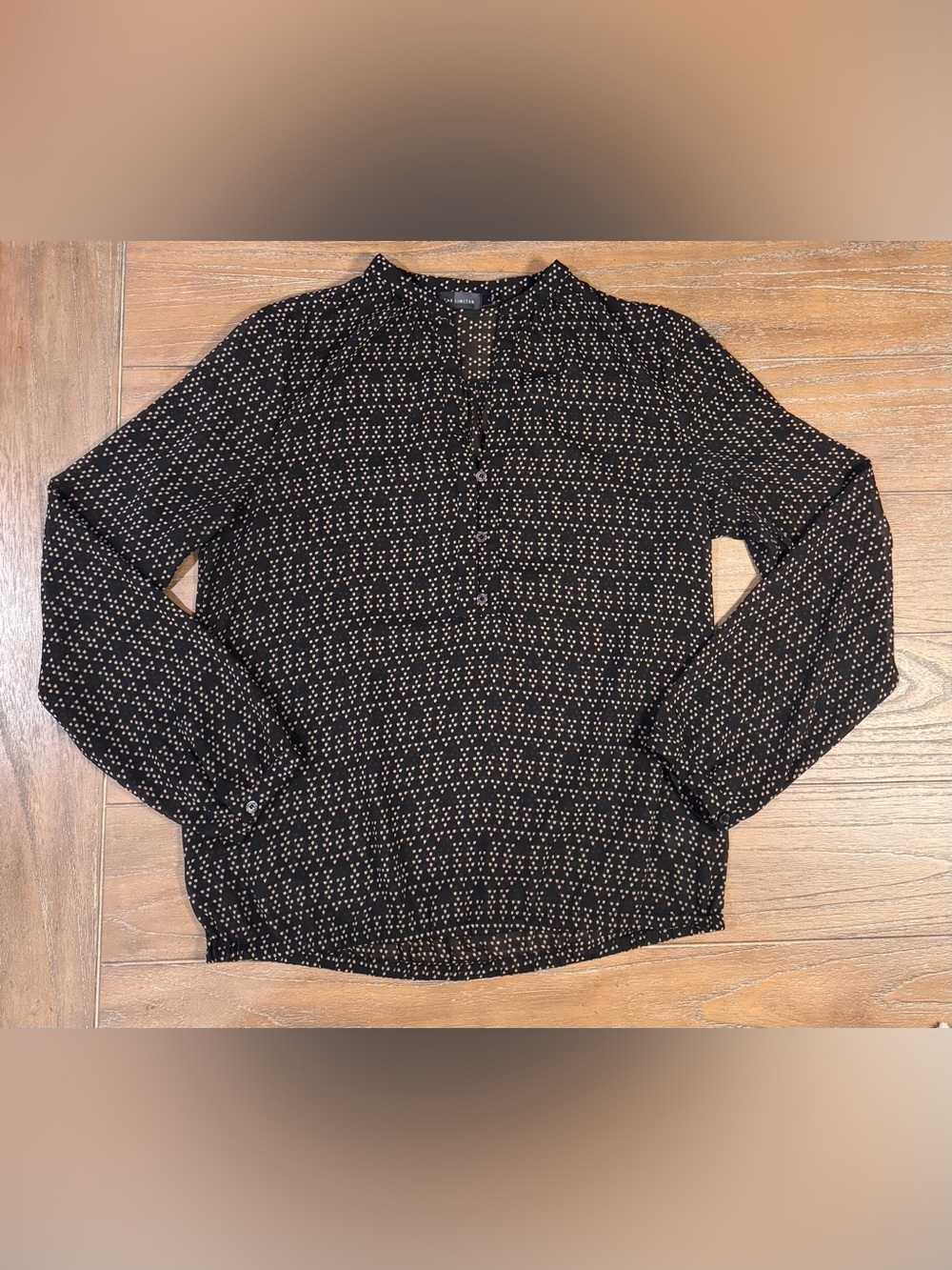 The Limited Black Blouse with Cream Dot Print